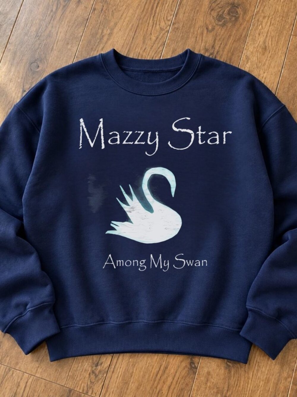 Gildan Navy Mazzy Star Among My Swan Graphic Crewneck Sweatshirt